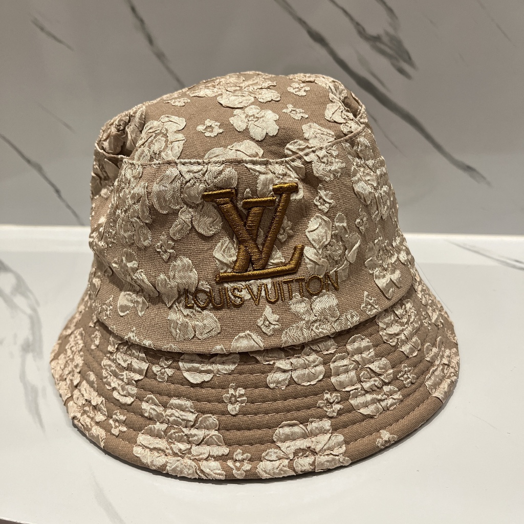 Nón bucket nam nữ, nón vành thêu LV họa tiết hoa văn