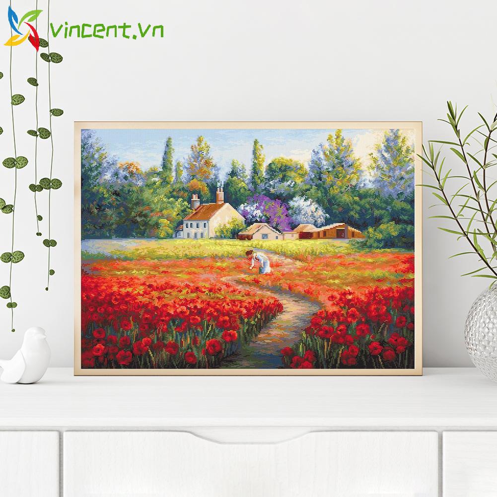 Set tranh thêu chữ thập hình hoa tulip đẹp mắt 11CT DIY