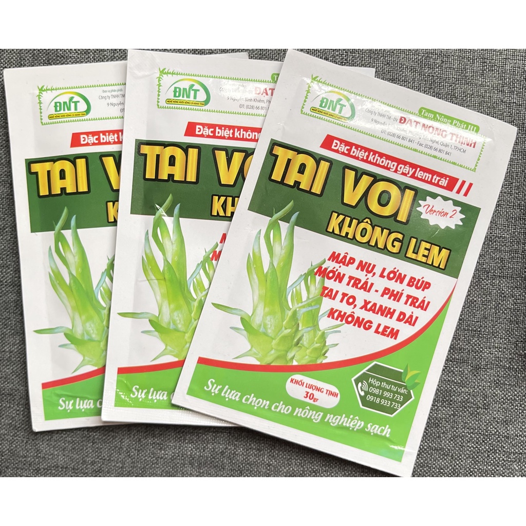 Phân Bón Chuyên Thanh Long - Tai Voi Không Lem - Mập Nụ - Lớn Búp - Tai To - Xanh Dài - Đặc Biệt Không Lem - Gói 30gr