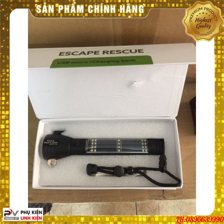 Đèn pin 11 chức năng Solar Power Flashlight chống nước cao cấp đa chức năng