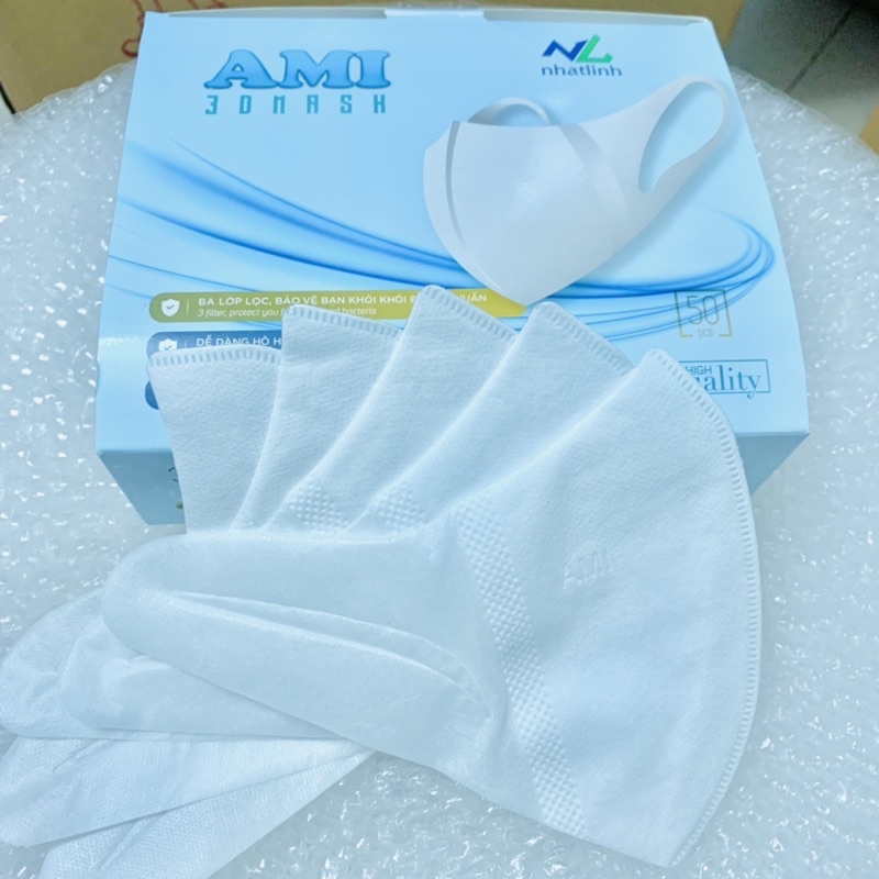 Khẩu Trang y tế 3D mask AMI công nghệ Nhật Bản hộp 50 chiếc hàng công ty, Khẩu trang chống dịch kháng khuẩn 3D Mask Ami