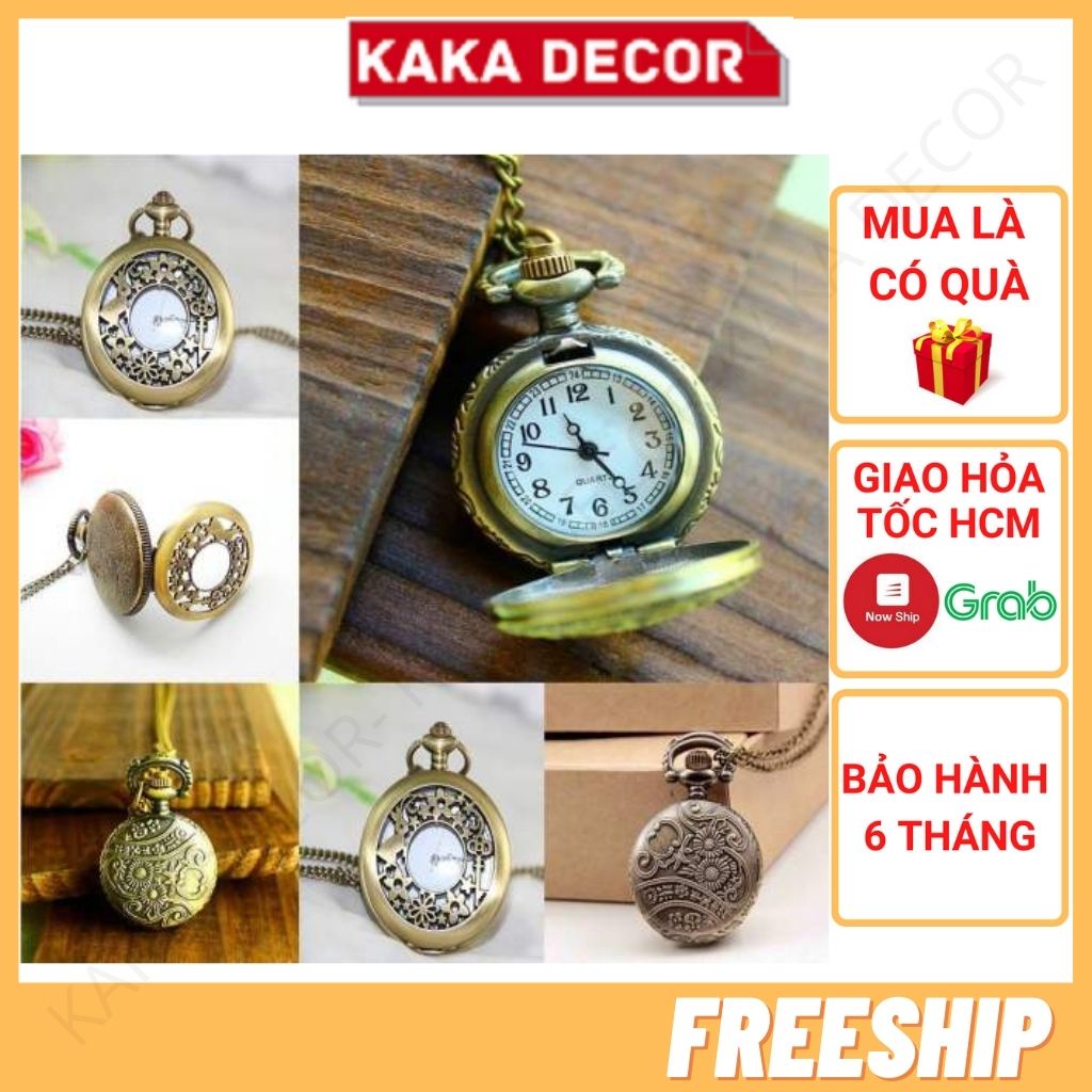 Đồng hồ quả quýt, đồng hồ bỏ túi phong cách Vintage chạm khắc cổ điển Kaka Decor