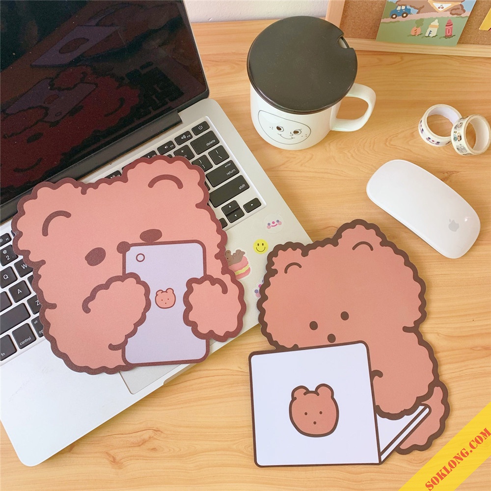 Lót chuột máy tính cute tấm pad kê tay K54 hình Gấu band di chuột dễ thương chống nước chống trượt