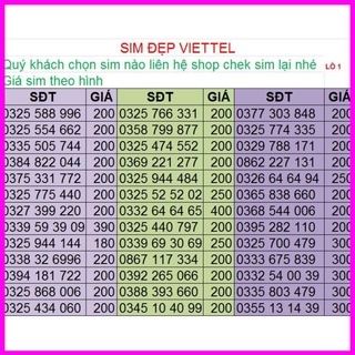 Sim 4g 1 năm sim viettel số đẹp phong thủy lô 1 hottt