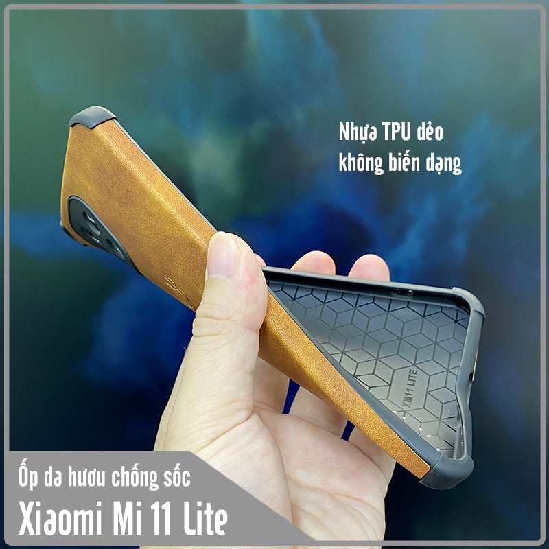 Ốp lưng cho Xiaomi Mi 11 Lite 4G - 5G - NE da hươu 4 góc chống sốc