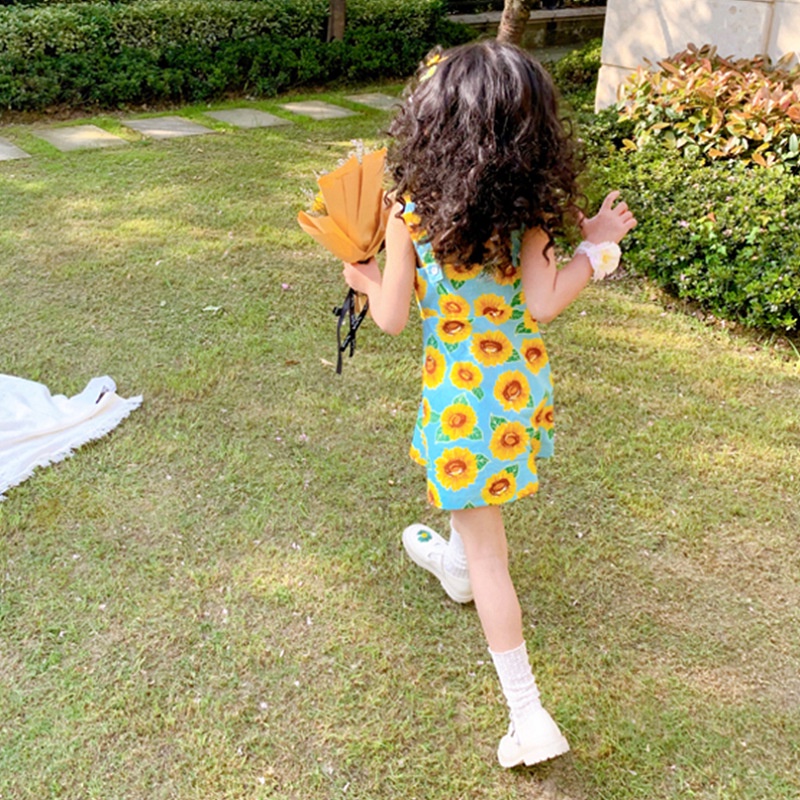Đầm Công Chúa Không Tay Cài Nút Dành Cho Bé Gái 3-8T