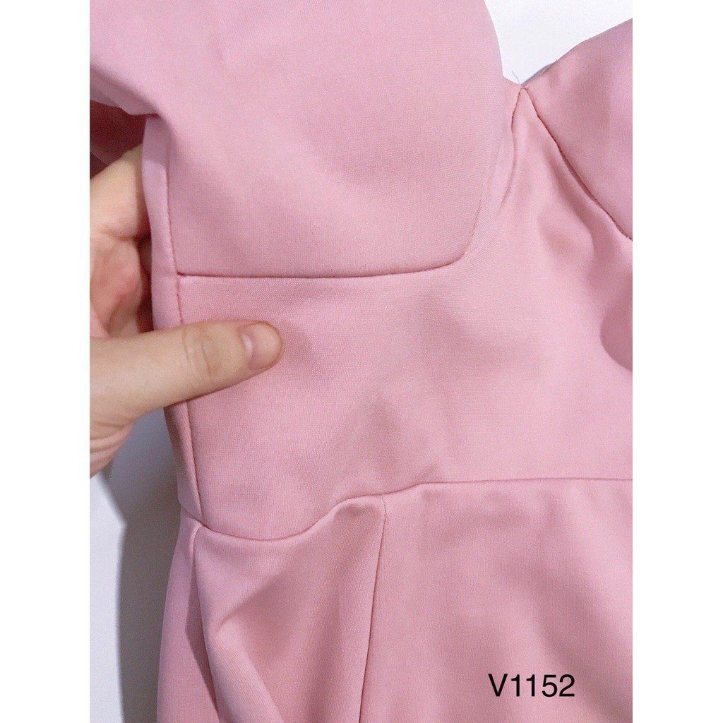 [ xả kho ] MiD Váy body hồng tay bồng V1152 kèm ảnh thật