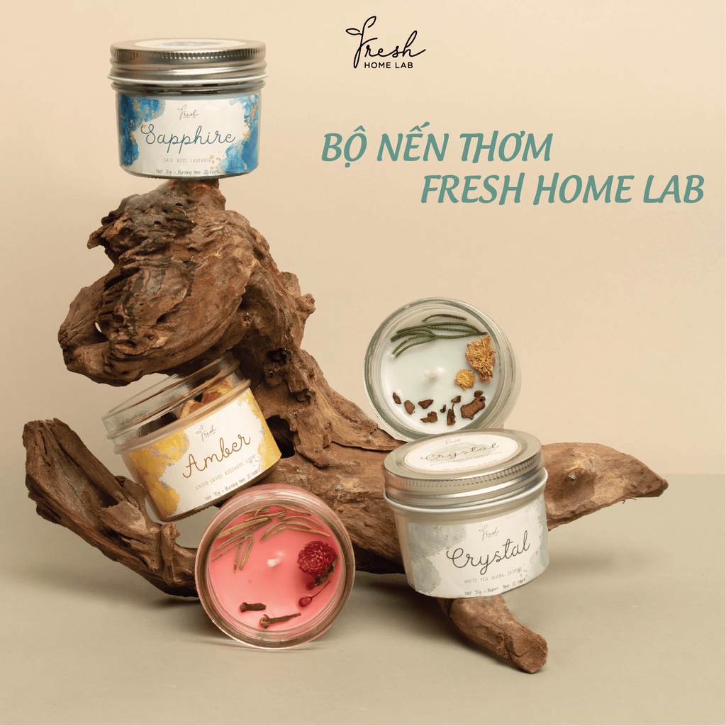 Nến thơm phòng tinh dầu thiên nhiên nhiều mùi cao cấp, thư giãn, không khói, khử mùi, decor và an toàn Fresh Home L