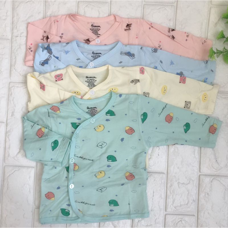 Áo Dài Tay Sơ Sinh Vải Thun Lạnh Mềm Mát Cho Bé 3-10kg