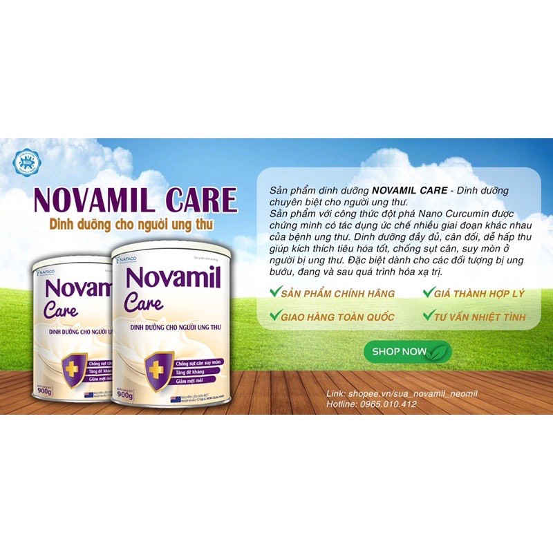 Sữa Novamil Care 900g Hỗ Trợ Nâng Cao Sức Đề Kháng Và Phục Hồi Thể Trạng Cho Người Gầy Yếu, Người Cao Tuổi, Người Thiếu