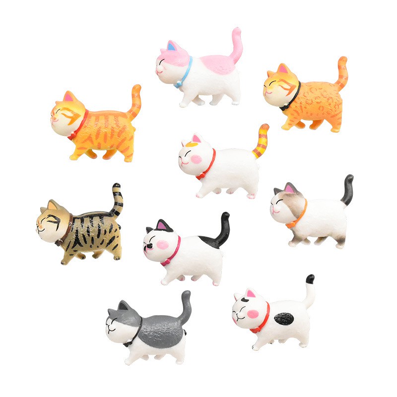 Sét 9 chú mèo đi bộ đáng yêu đầu xoay 360 độ / Tượng mèo dễ thương  💕FREESHIP 50k💕 - dear.ladies