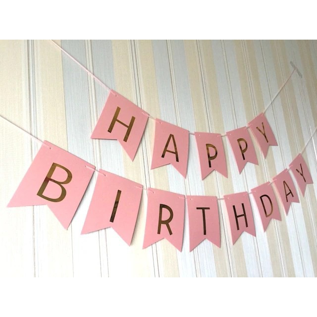 Dây Chữ Happy Birthday Ép Kim Trang Trí Các Combo Bong Bóng Sinh Nhật, Bàn Tiệc, Dây Banner Happy Birthday