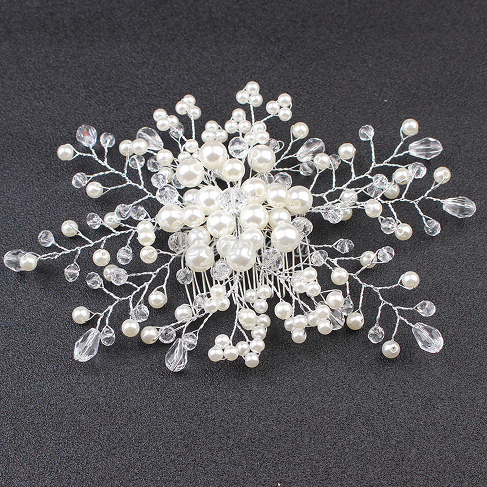 Lược cài tóc cho cô dâu đính ngọc trai sang trọng