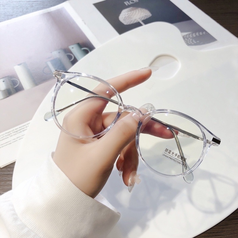 Mắt Kính Gọng Tròn Bằng Kim Loại Chống Bức Xạ Phong Cách Cổ Điển Unisex