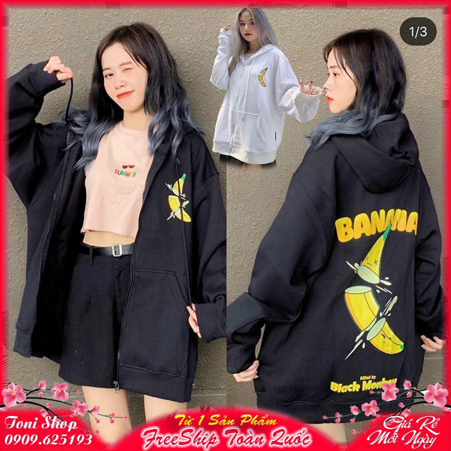 (Kho Sỉ) ÁO HOODIE - ÁO KHOÁC NỈ NGOẠI Banana (HD1980 - Kèm Ảnh Thật)