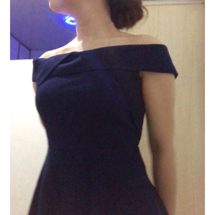 Đầm Váy Denim Trễ vai,  dáng xoè hàng Hiệu