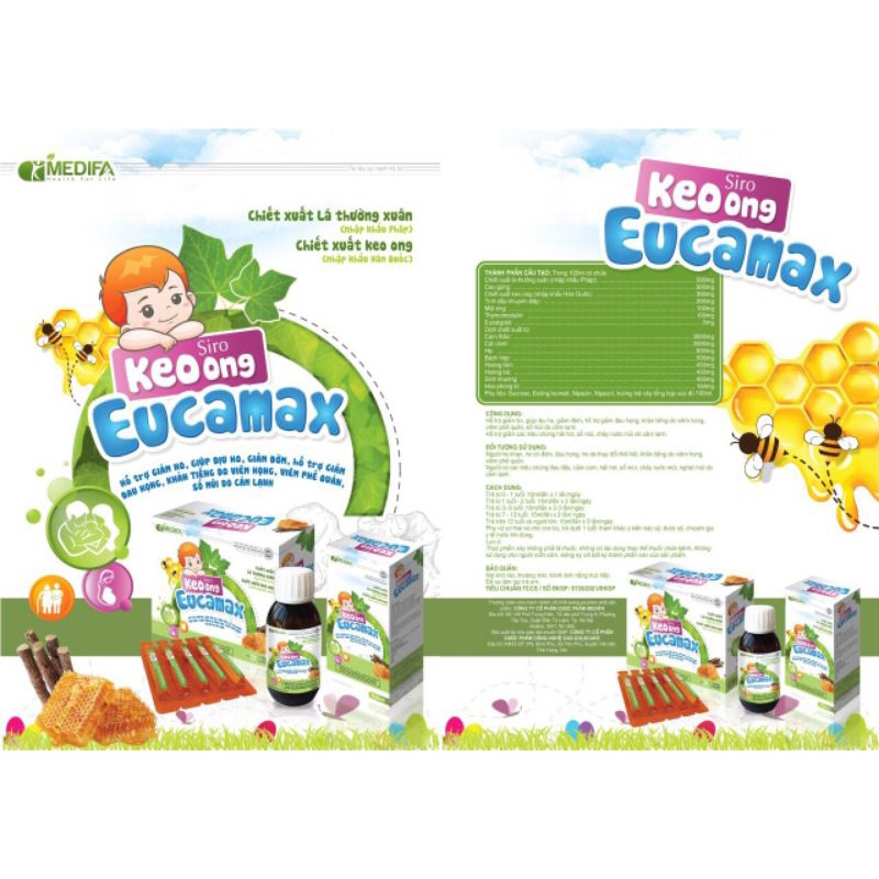 Siro Ho Keo Ong Eucamax giảm ho, đau họng