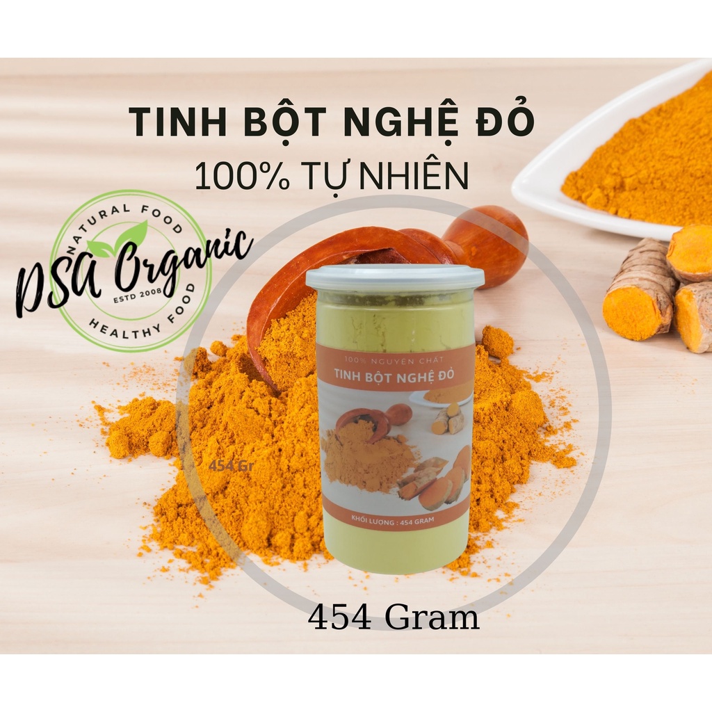 454Gr Tinh bột nghệ đỏ không pha hỗ trợ tiêu hóa, đau dạ dày, trắng da, giảm tàn nhang, thâm nám