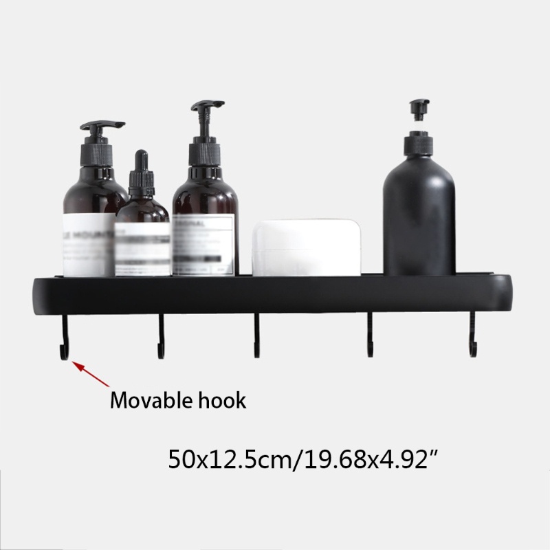 Giá Đỡ Dầu Gội Gắn Tường Đa Năng Kèm Móc Kim Loại Tiện Dụng Cho Phòng Tắm / Nhà Bếp