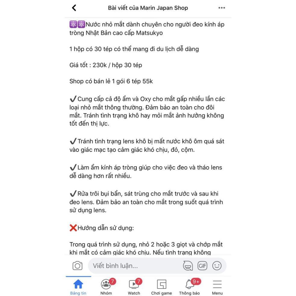 Nước nhỏ mắt dành chuyên cho người đeo kính áp tròng Nhật Bản cao cấp Matsukyo | BigBuy360 - bigbuy360.vn