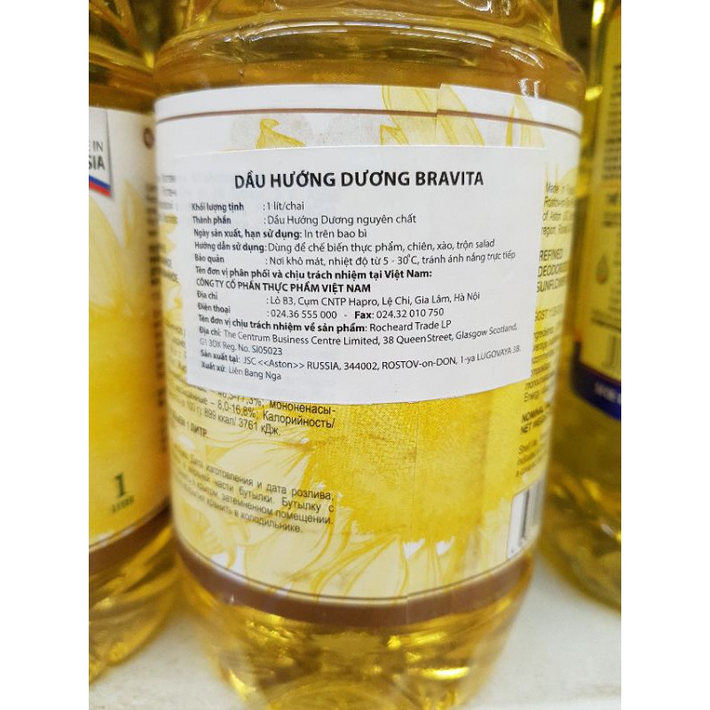 Dầu hướng dương Bravita 1lit