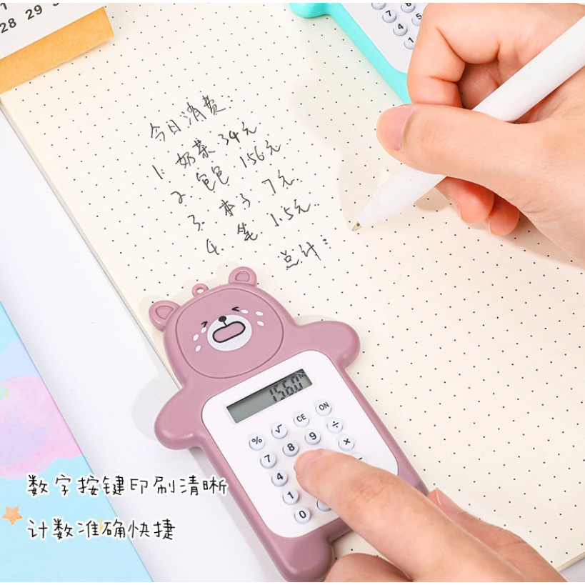 Máy tính mini bỏ túi cute hình gấu nhiều biểu cảm đáng yêu giá rẻ cho học sinh