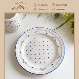 Đĩa sứ vintage tim nhỏ phong cách Hàn Quốc