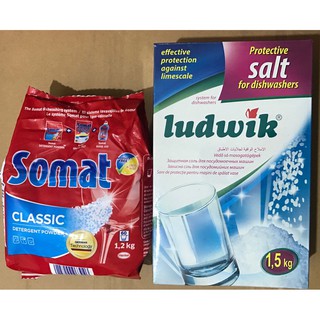Combo Muối rửa bát + Bột rửa bát somat 1,2kg