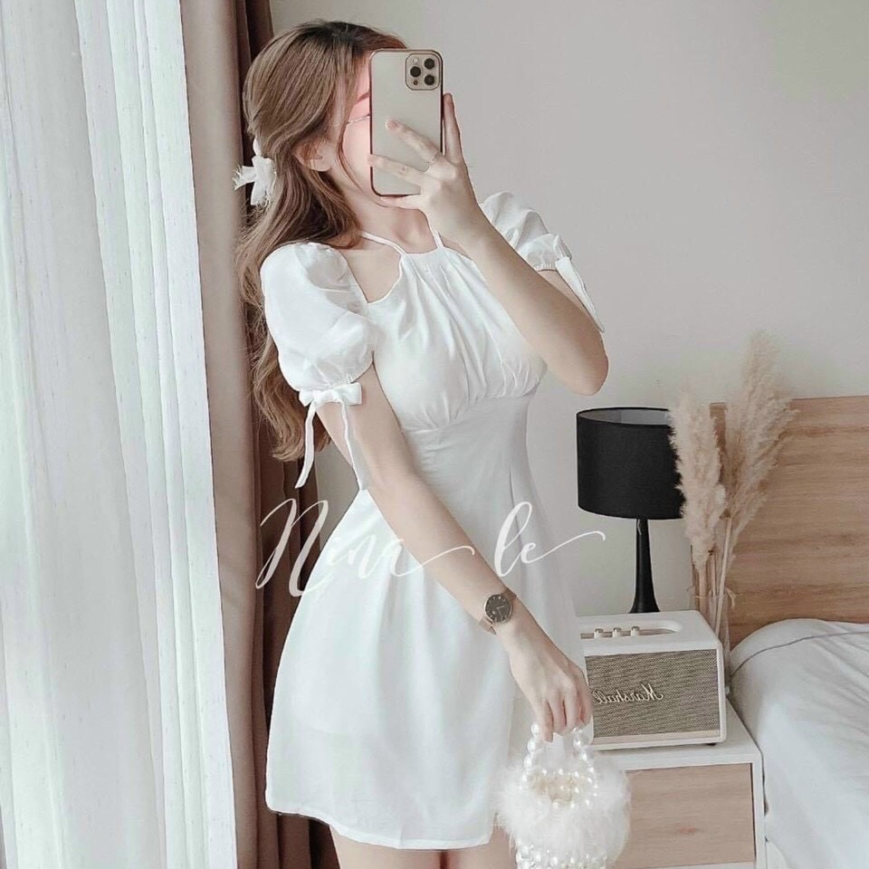 Váy đầm nữ dự tiệc siêu xinh đầm dạ hội dáng xòe hai dây cổ yếm dễ thương phù hợp dự tiệc đi chơi hoặc dạo phố | BigBuy360 - bigbuy360.vn