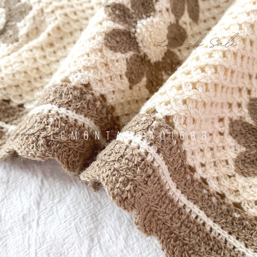 Áo 2s len móc hình bông hoa phong cách Hàn Quốc