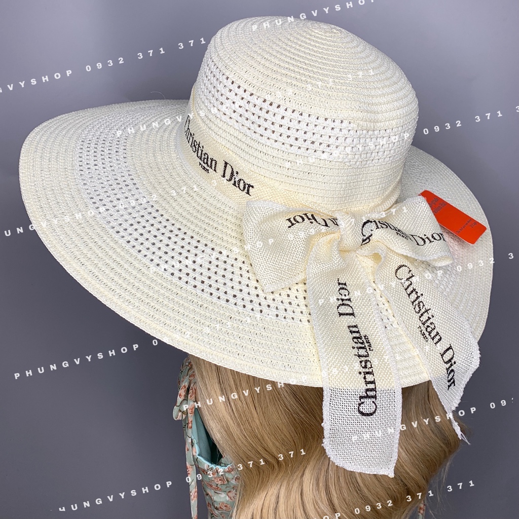 (LP)- Mũ cói Vành TO loại DÂY NƠ IN CHRISTI- nón đi biển che nắng