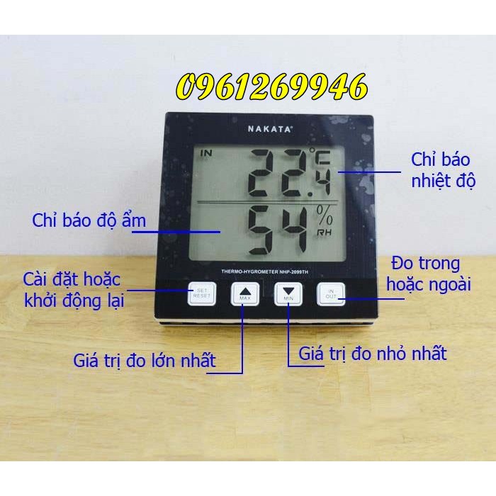 Nhiệt ẩm kế điện tử độ chính xác cao Nakata NHP-2099-TH chính hãng Nhật Bản