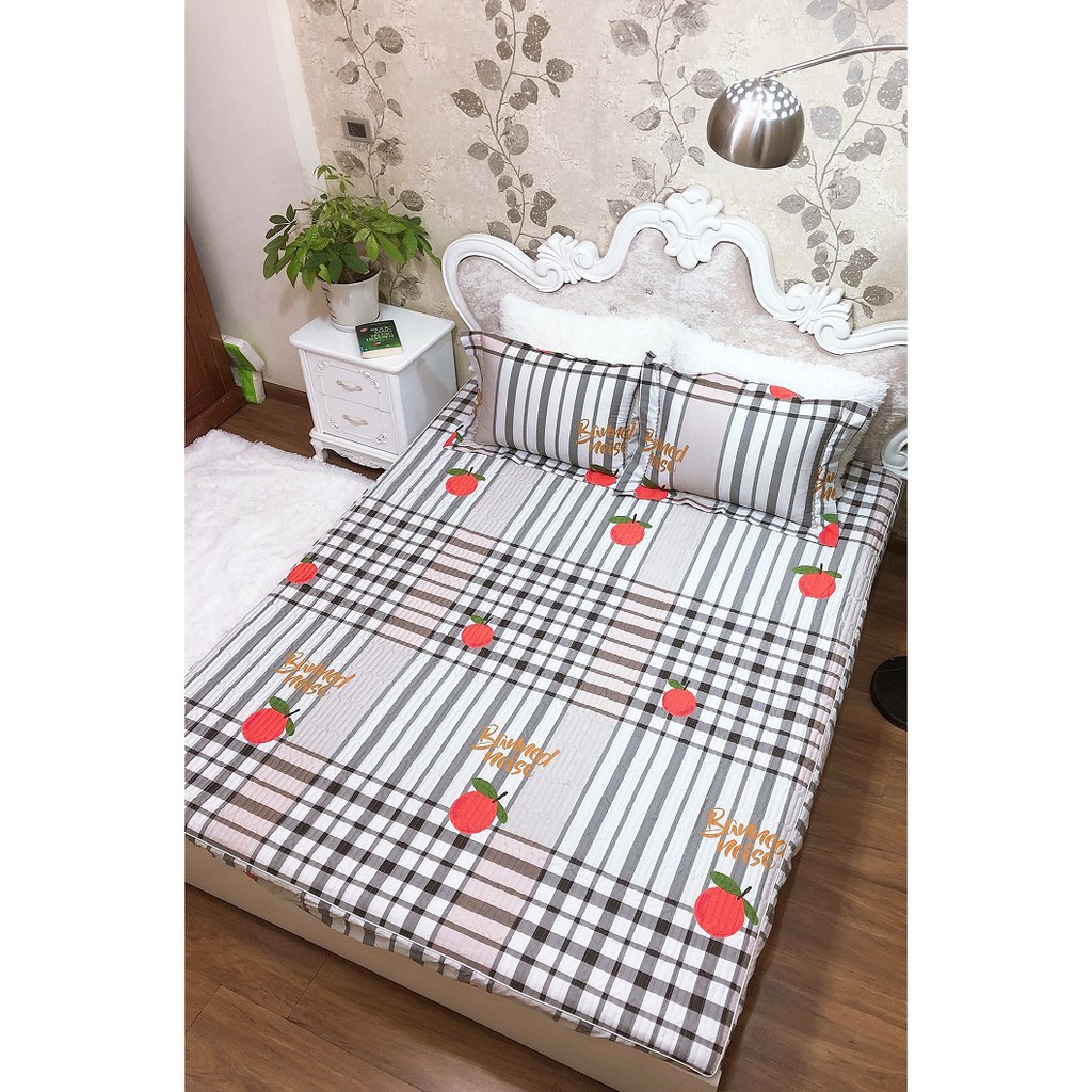 Bộ ga chun trần cotton kèm vỏ gối (2.2*2m)