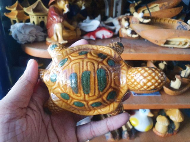 RÙA TRÁNG MEN TRANG TRÍ HỒ CÁ NON BỘ 12x8x5cm