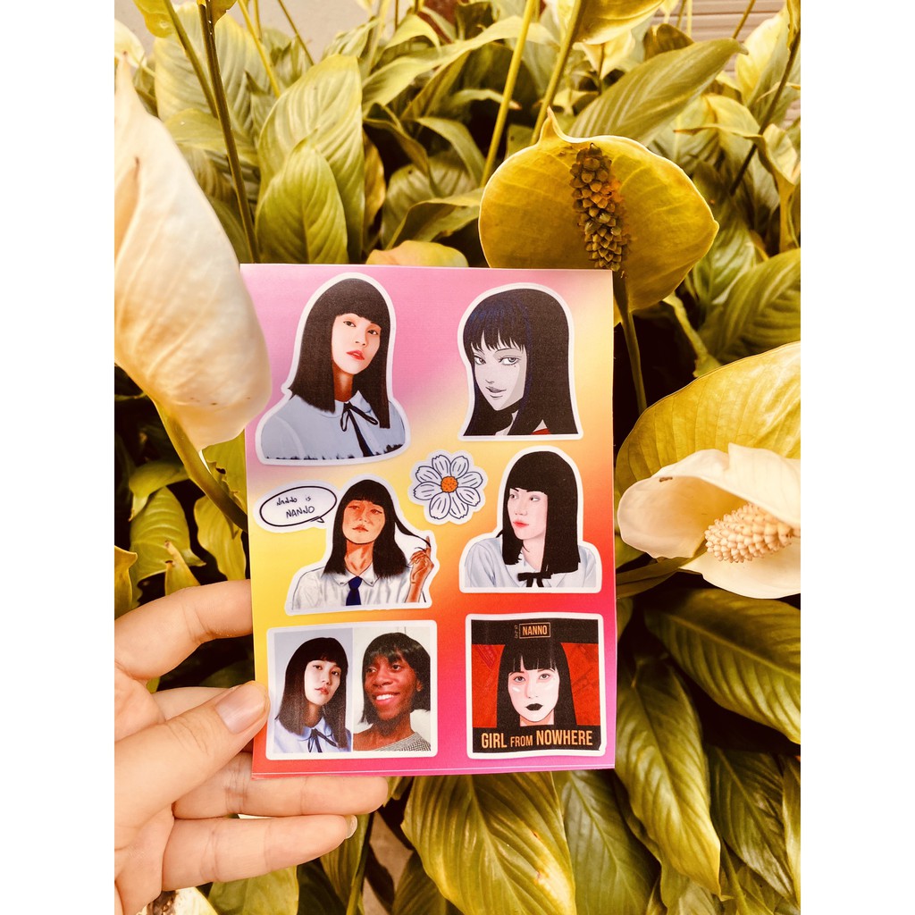Sticker Nanno - Cô Gái Đến Từ Hư Vô Chất Liệu PVC Chống Nước | STK118 | Sticker Dán Mũ Bảo Hiểm Bình Nước Laptop Vali