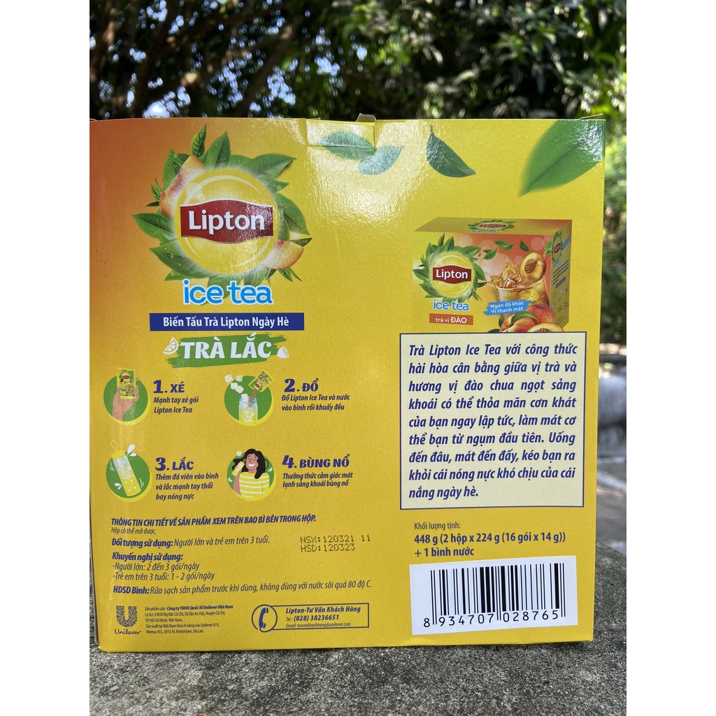 COMBO 2 HỘP TRÀ LIPTON Ice Tea ĐÀO 224g x 16goi x 14g quà tặng