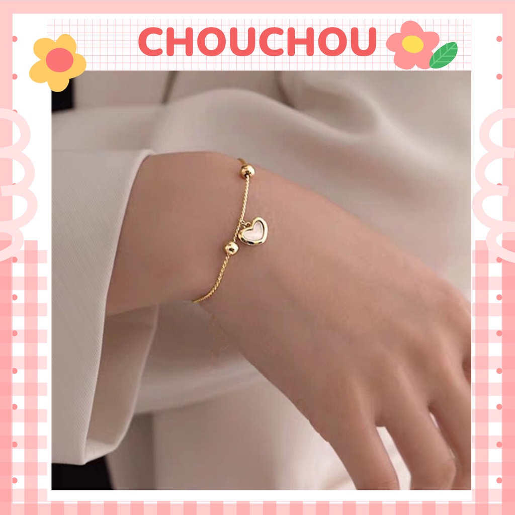 Vòng tay lắc tay thép titan sang trọng Golden Necklace chouchou.accessories, phụ kiện Hàn Quốc