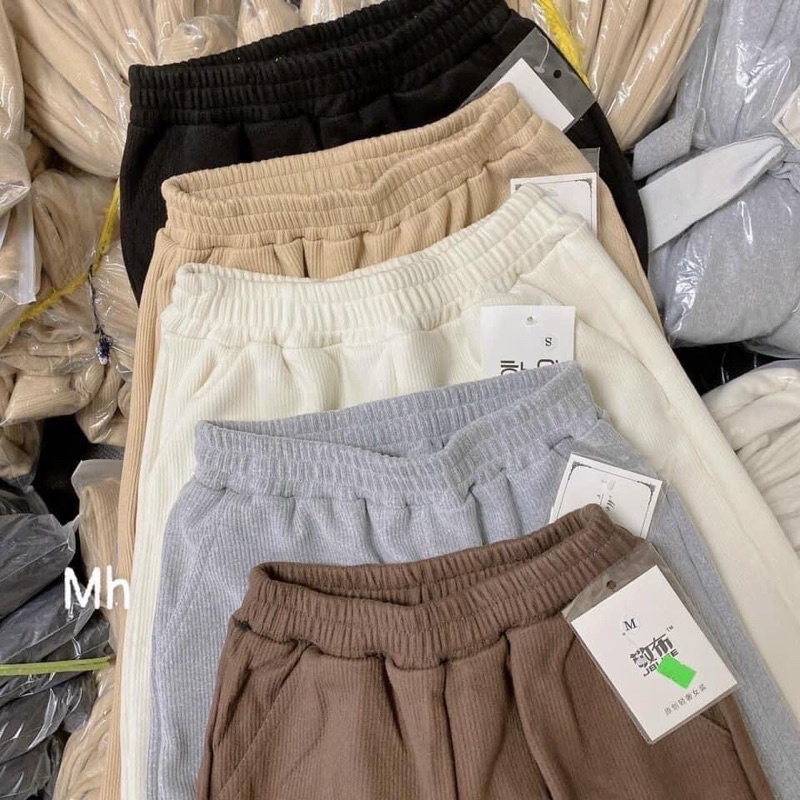 Quần jogger tăm ( 4 màu Đen Trắng Xám Be )