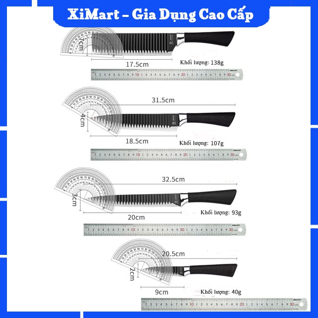 [MỚI] Bộ Dao Nhật 6 Món Làm Bếp Cao Cấp Bằng Hợp Kim, Lưỡi Sóng Siêu Sắc Siêu Bền Chống Dính Cực Tốt - XiMart