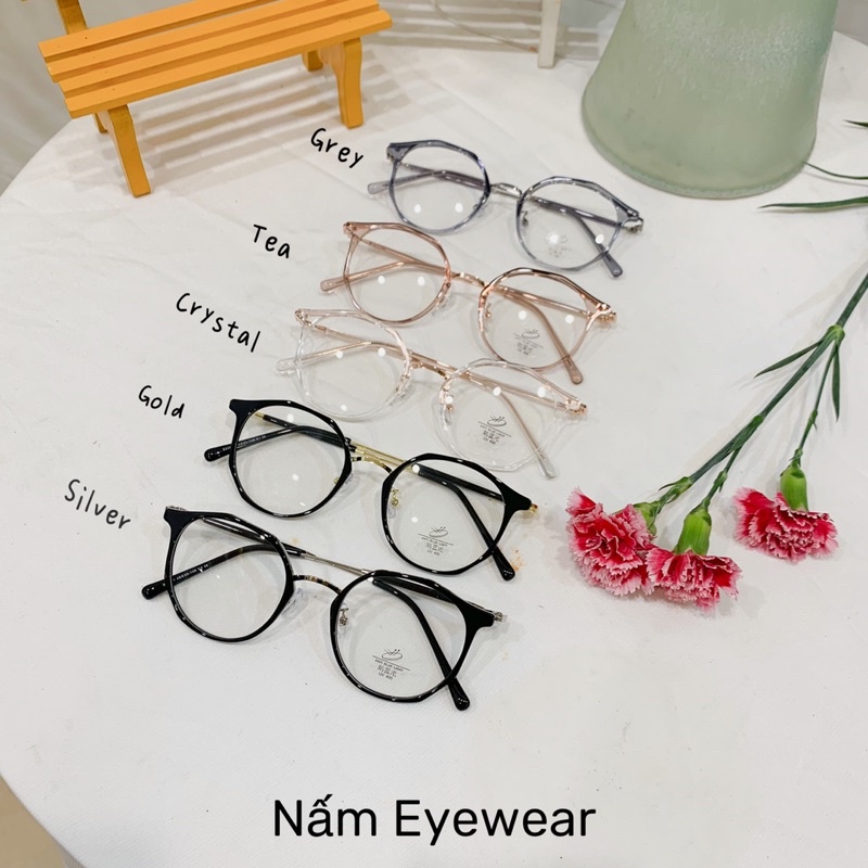 Gọng kính đa giác kèm tròng chống ánh sáng xanh loại xịn cao cấp 22641