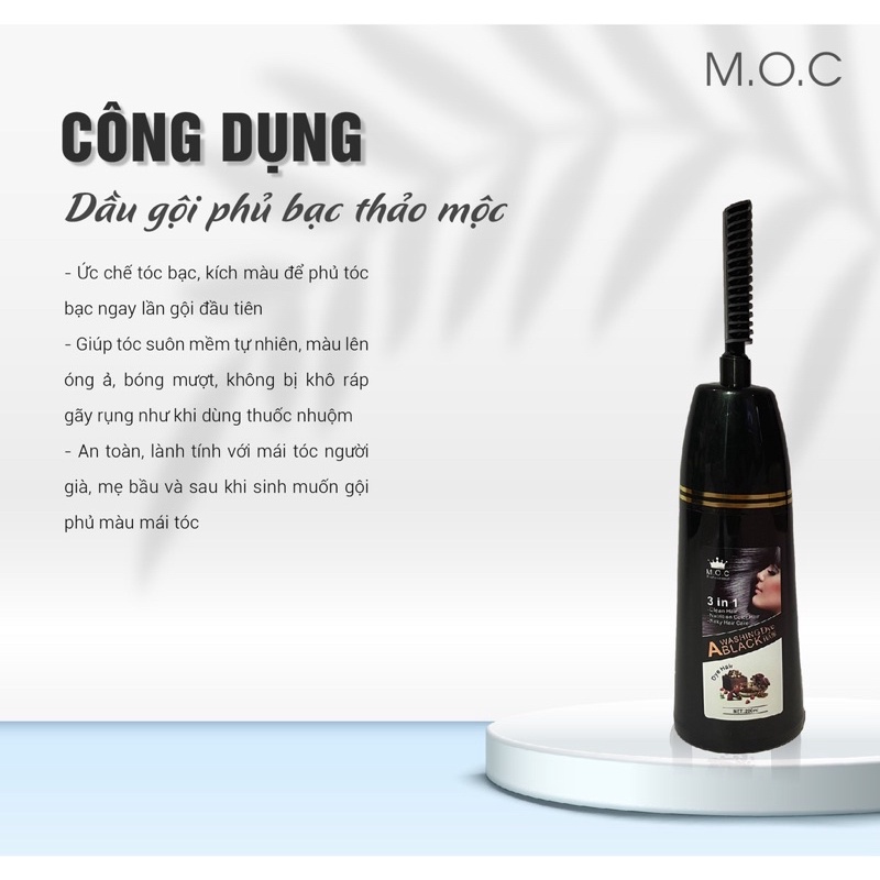 Dầu Gội Phủ Bạc M.O.C DẦU GỘI PHỦ BẠC ĐEN TÓC, GIÚP NGĂN CHẶN TÓC BẠC SỚM