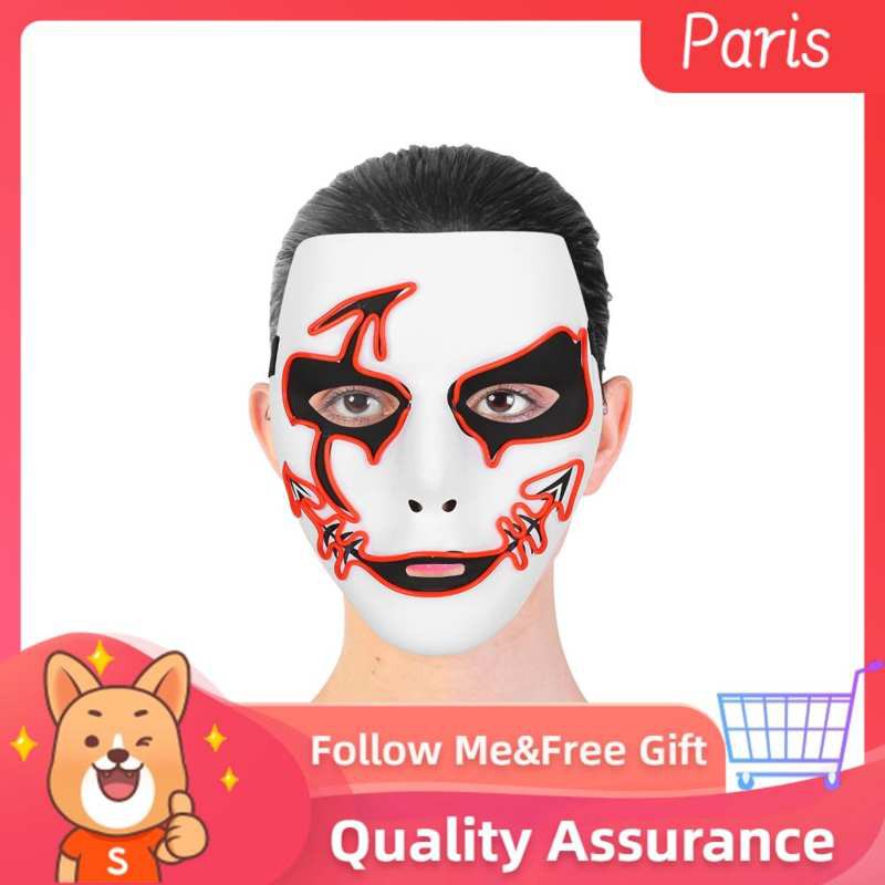 Superparis Halloween Face Decoration  Face‑Piece Glowing Horror Prop Cosplay Craft Mask with LED Light for Parties Carnival Dance Halls Clubs