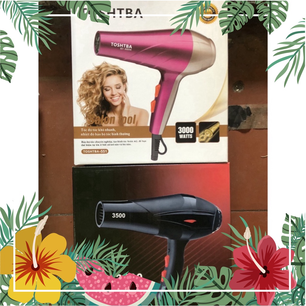 Máy sấy tóc công suất lớn tạo kiểu TOSHTBA-551 , máy khò tóc 2 chiều nóng lạnh 3500w bảo hành 12 tháng.