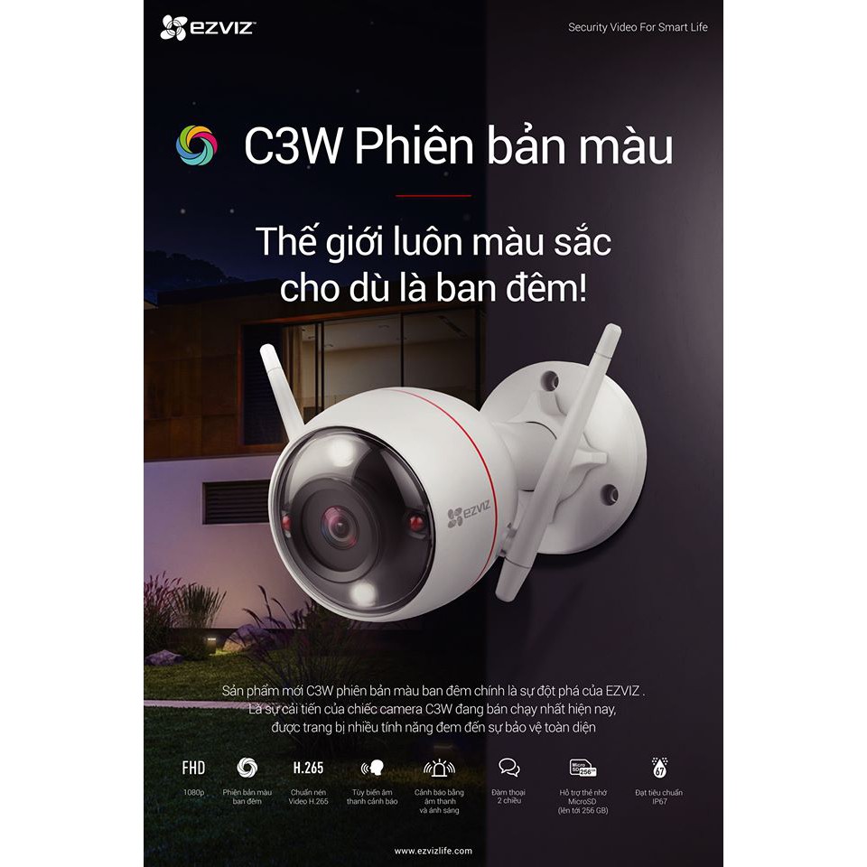Camera wifi ezviz c3w cs-cv310 (color night vision)