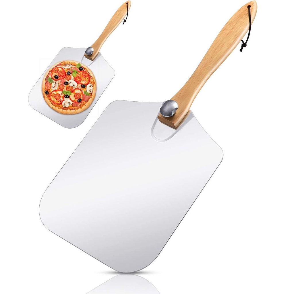 Xẻng Xúc Bánh Pizza Bằng Nhôm Tay Cầm Gỗ Dễ Sử Dụng