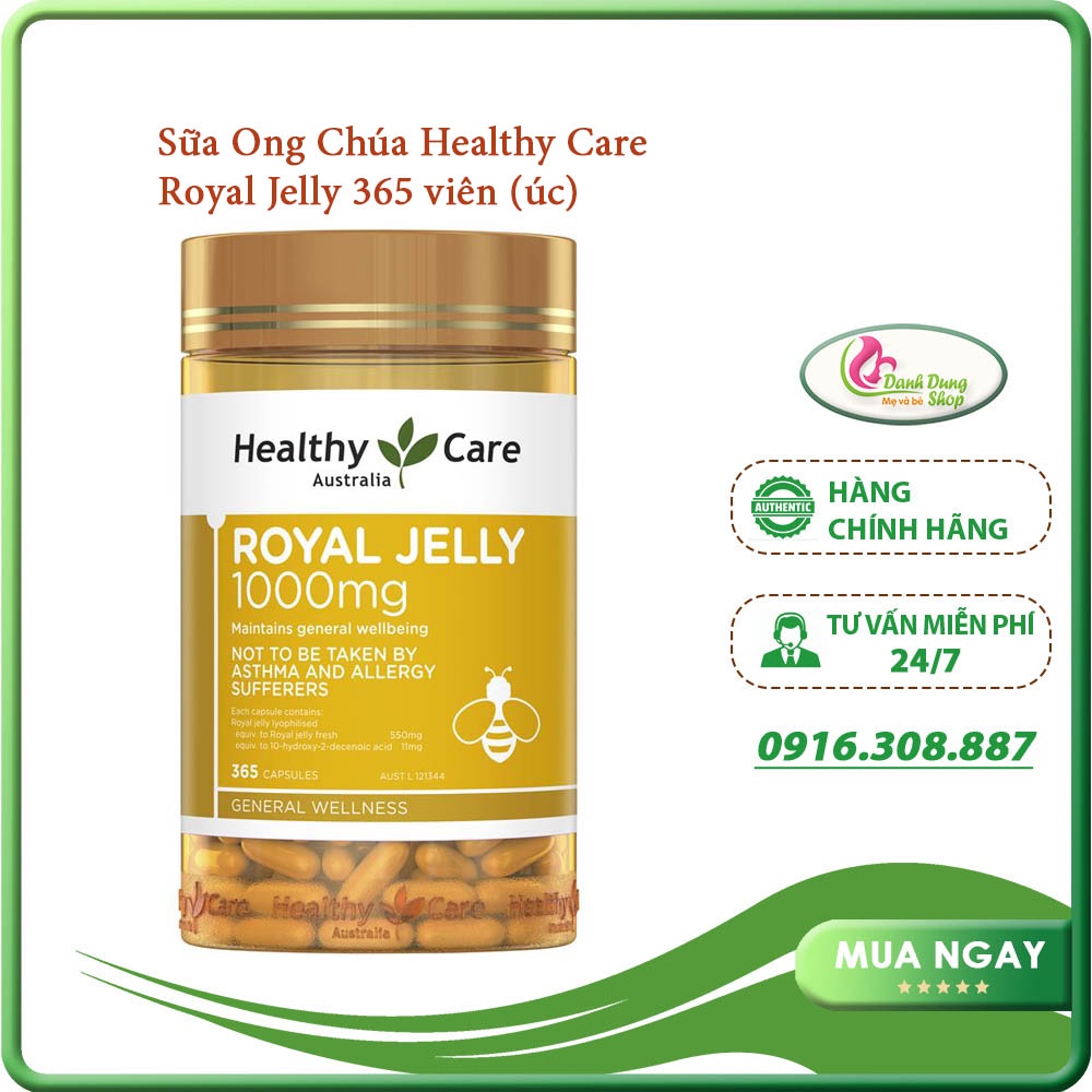 Sữa Ong Chúa Healthy Care Royal Jelly 365 viên (úc)