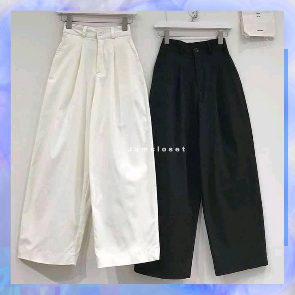 Quần ông rộng kaki cúc trước lưng chun nganunisex