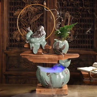 Thác nước phong thuỷ + Thác khói trầm hương Di lặc tự tại