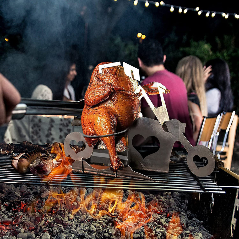 Motorbike Beer Can Holder Stand Chicken Roasting Rack for BBQ