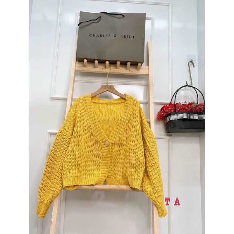 Áo khoác cadigan len cổ tím cánh rơi | BigBuy360 - bigbuy360.vn